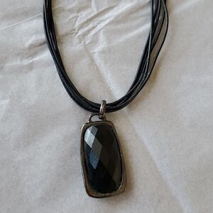 Free Reversable Black stone & silver necklace,choker16"-19" w/$20 purchase